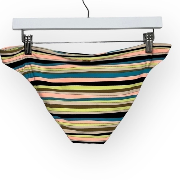 NWT Volcom Women’s Salty Air Full Bikini Bottom Yellow Pink Blue Black Stripe XL - Picture 5 of 12